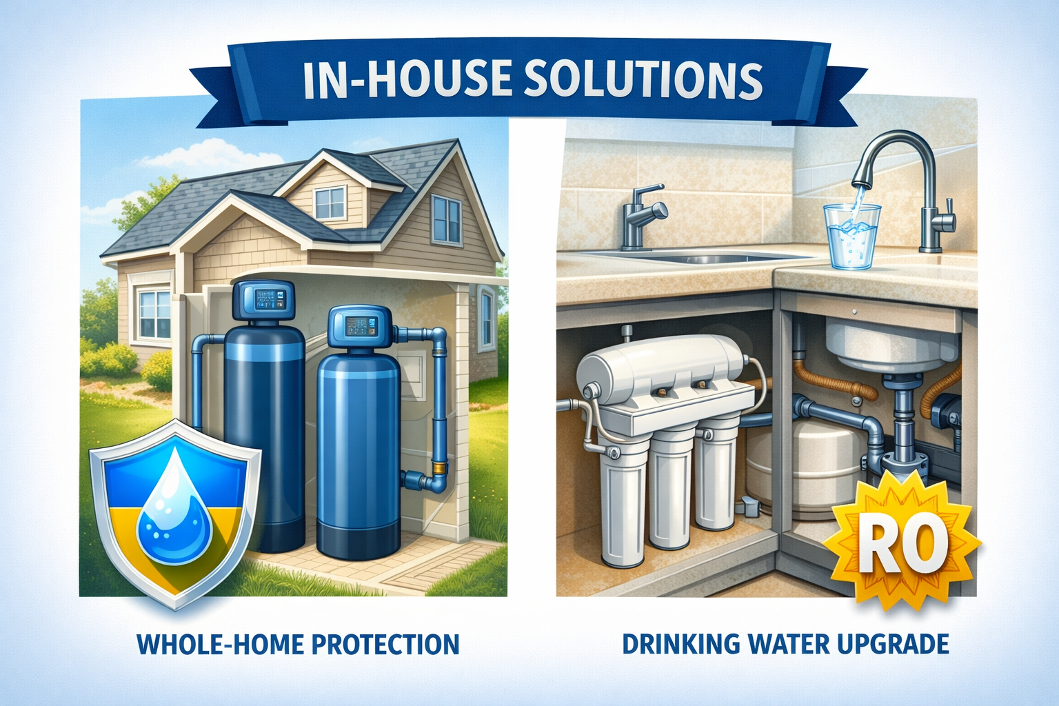 Whole house water softener and filtration systems
